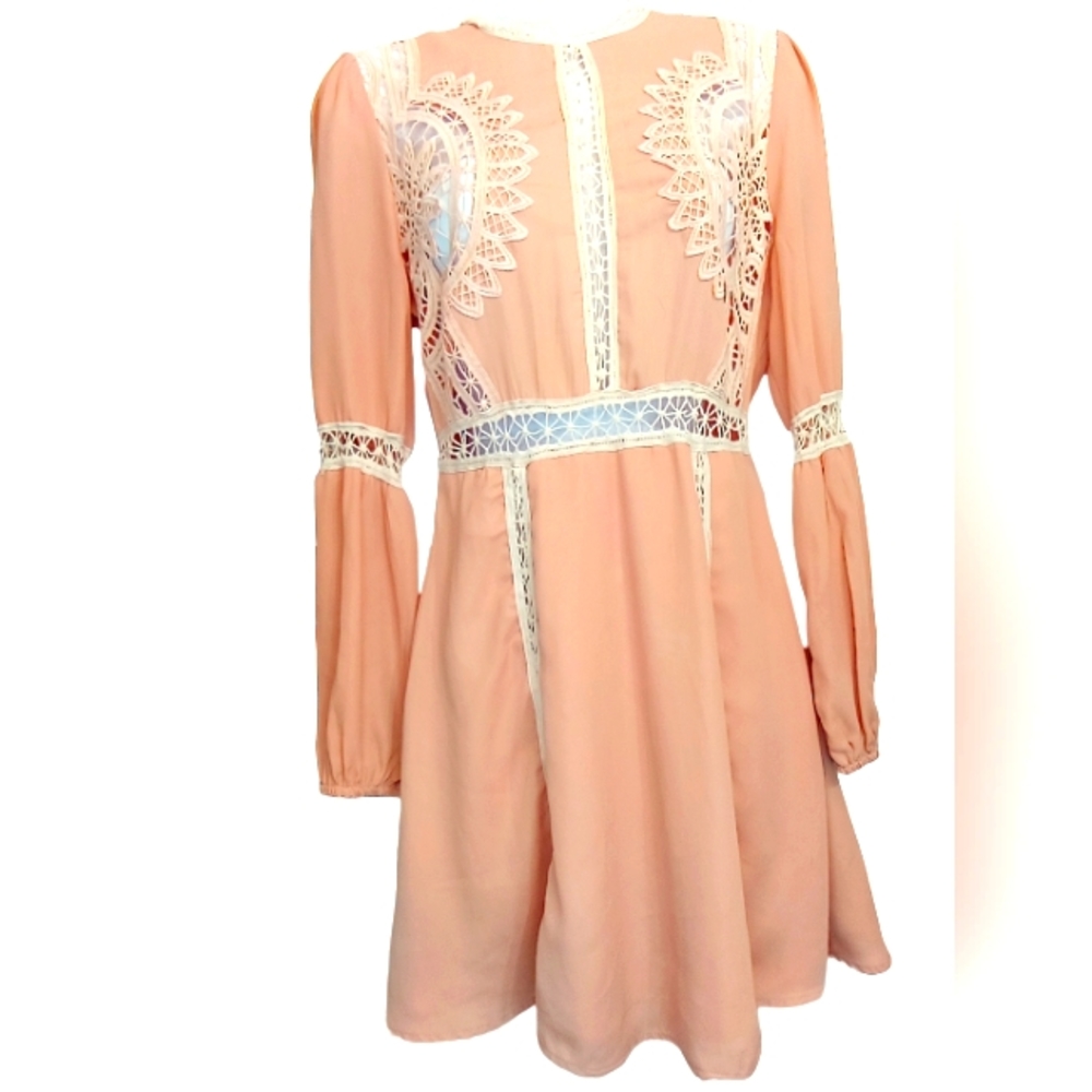 San Joy crochet illusion empire waist boho dress sz. M